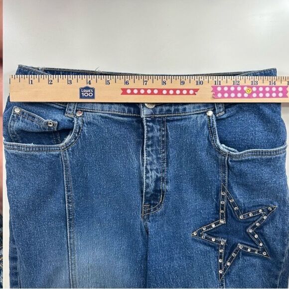 Lawman Vintage 90s Western Slim Fit Boot Cut Star Rhinestone Medium Wash Jeans 9 - Picture 10 of 13